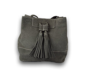 4 East Handtasje | Donker grijs | 21.5cm*20cm | Leren tas dames | Echte leer