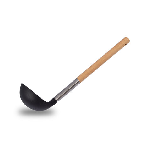Discountershop Soeplepel | Opscheplepel | Zilver & Zwart | Keukengerei | hout, RVS, nylon | Sauslepel | 31.5cm*9cm Discountershop Soeplepel | Opscheplepel | Zilver & Zwart | Keukengerei | hout, RVS, nylon | Sauslepel | 31.5cm*9cm