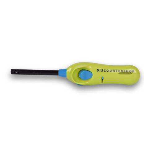 Discountershop Aansteker met Kinderbescherming 22 cm voor BBQ, Kaarsen, Keuken en Horeca met Lange Hals Groen-Blauw
