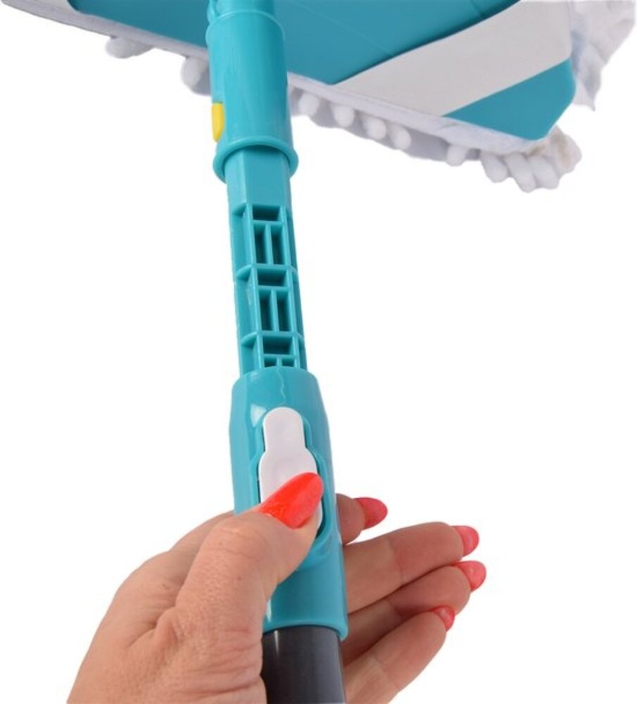 Discountershop Hoogwaardige Microvezel Dweilset - Wit-Blauwe Vloerreiniger en Vloerwisser voor Hout, Laminaat, PVC, Tapijt en Tegels 150 lengte