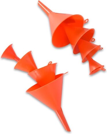 Discountershop Funnel set | Funnels | Orange | 2x set | different sizes | for Kitchen and Household | 92 gm | 2 set of 4 pieces assorted sizes