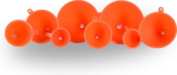 Discountershop Trechterset |  Trechters | Oranje | 2x set | verschillende maten | voor Keuken en Huishouden | 92 gm | 2 set van 4 stuks, diverse maten