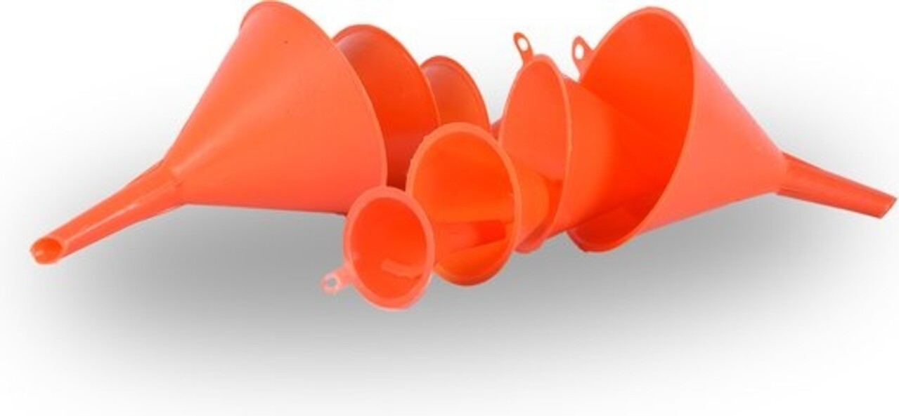 Discountershop Funnel set | Funnels | Orange | 2x set | different sizes | for Kitchen and Household | 92 gm | 2 set of 4 pieces assorted sizes
