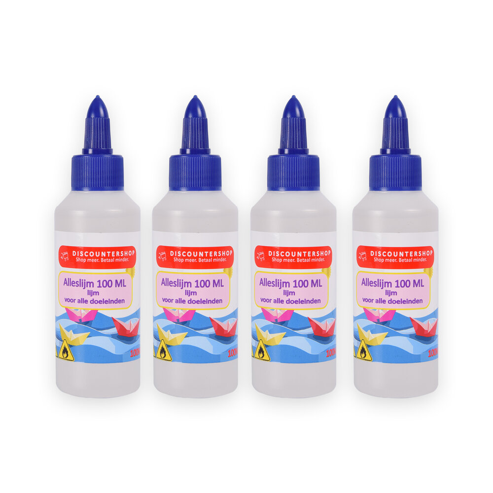 Discountershop All-Purpose Glue 4x 100ml | Transparent, Strong & Safe For Children - High Quality Glue Set