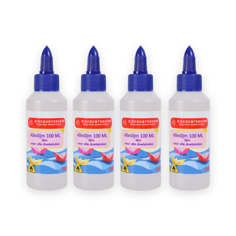 Discountershop All-Purpose Glue 4x 100ml | Transparent, Strong & Safe For Children - High Quality Glue Set