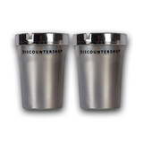 Discountershop Auto asbak | asbak | Zilver | Kunststof | Set Van 2 | sigaret dovende auto asbak | Auto accessoires | 10cm*8cm
