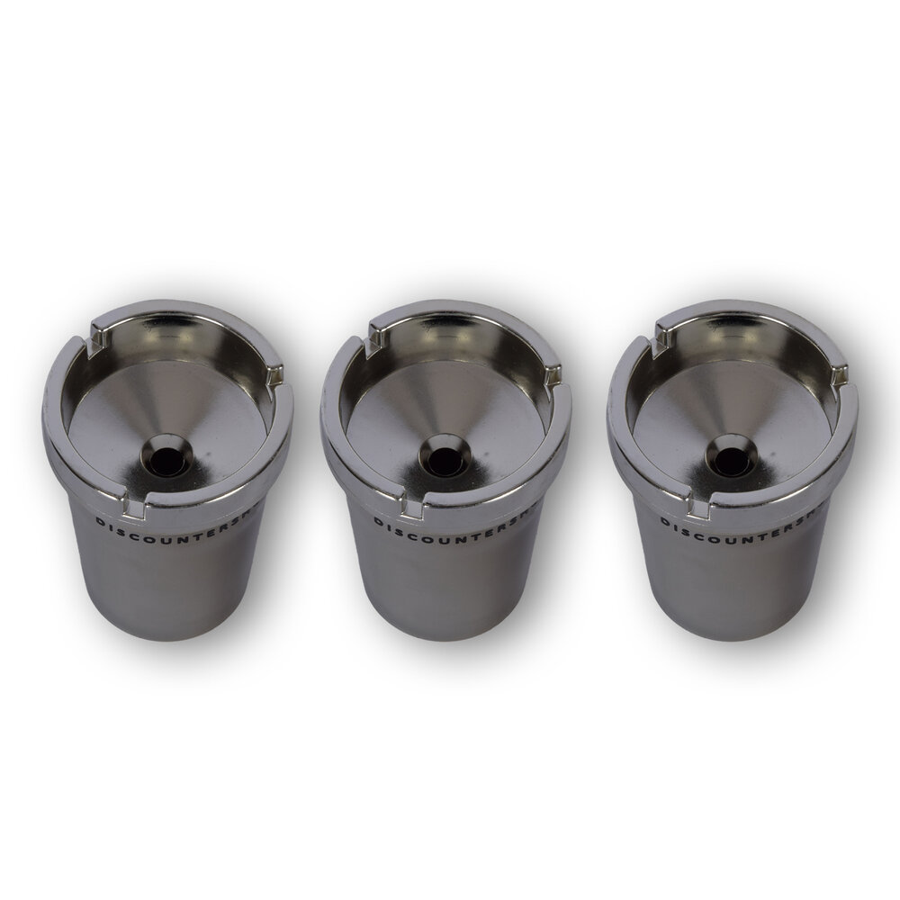 Discountershop Auto asbak | asbak | Zilver | Kunststof | Tafelasbak | Set Van 3 | Met Deskel | sigaret dovende auto asbak | Auto accessoires | 10cm*8cm