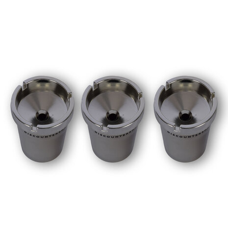 Discountershop Auto asbak | asbak | Zilver | Kunststof | Tafelasbak | Set Van 3 | Met Deskel | sigaret dovende auto asbak | Auto accessoires | 10cm*8cm