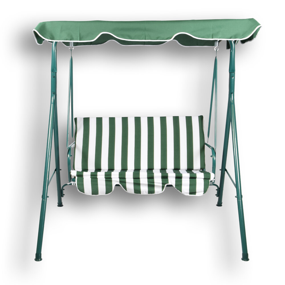 Discountershop Swing bench | Garden bench | Bench | white/green | Park bench | metal/polyester | MAX 220kg | Outdoor sofa | 140cm*153cm*110cm Discountershop Swing bench | Garden bench | Bench | white/green | Park bench | metal/polyester | MAX 220kg | Outdoor sofa | 140cm*153cm*110cm