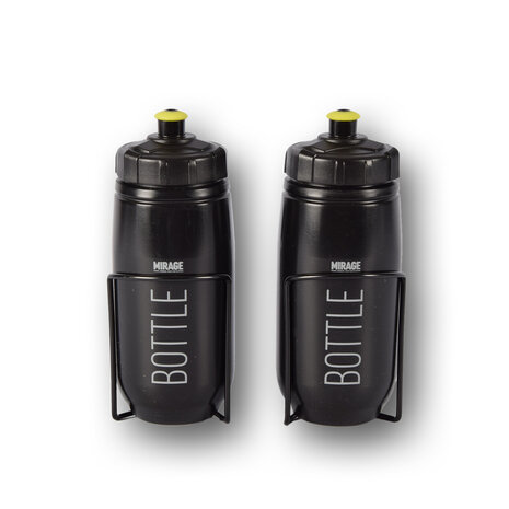 Discountershop Waterfles | Zwart | Drinkfles | Kunstof | Bidons | Met Houder | 300g | Sportbidon | Fietsbidon | 7.3cm*22cm