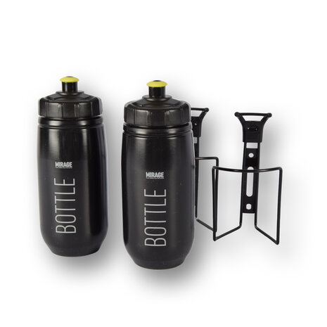 Discountershop Water bottle | Black | Drinking bottle | Plastic | Water bottles | With Holder | 300g | Sports water bottle | Bicycle water bottle | 7.3cm*22cm