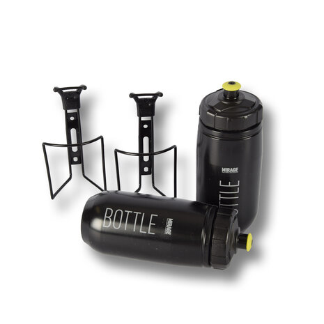 Discountershop Waterfles | Zwart | Drinkfles | Kunstof | Bidons | Met Houder | 300g | Sportbidon | Fietsbidon | 7.3cm*22cm