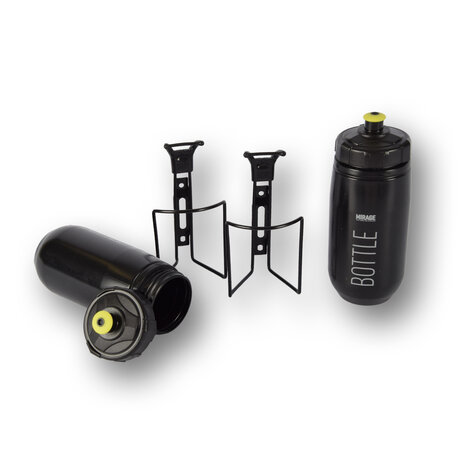 Discountershop Water bottle | Black | Drinking bottle | Plastic | Water bottles | With Holder | 300g | Sports water bottle | Bicycle water bottle | 7.3cm*22cm