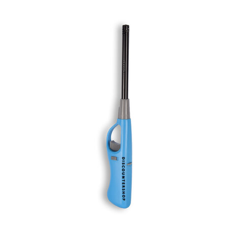 Discountershop Kitchen Lighter 26 cm with Child Lock - for BBQ, Candles, Kitchen and Camping - Refillable Gas Lighter - Blue