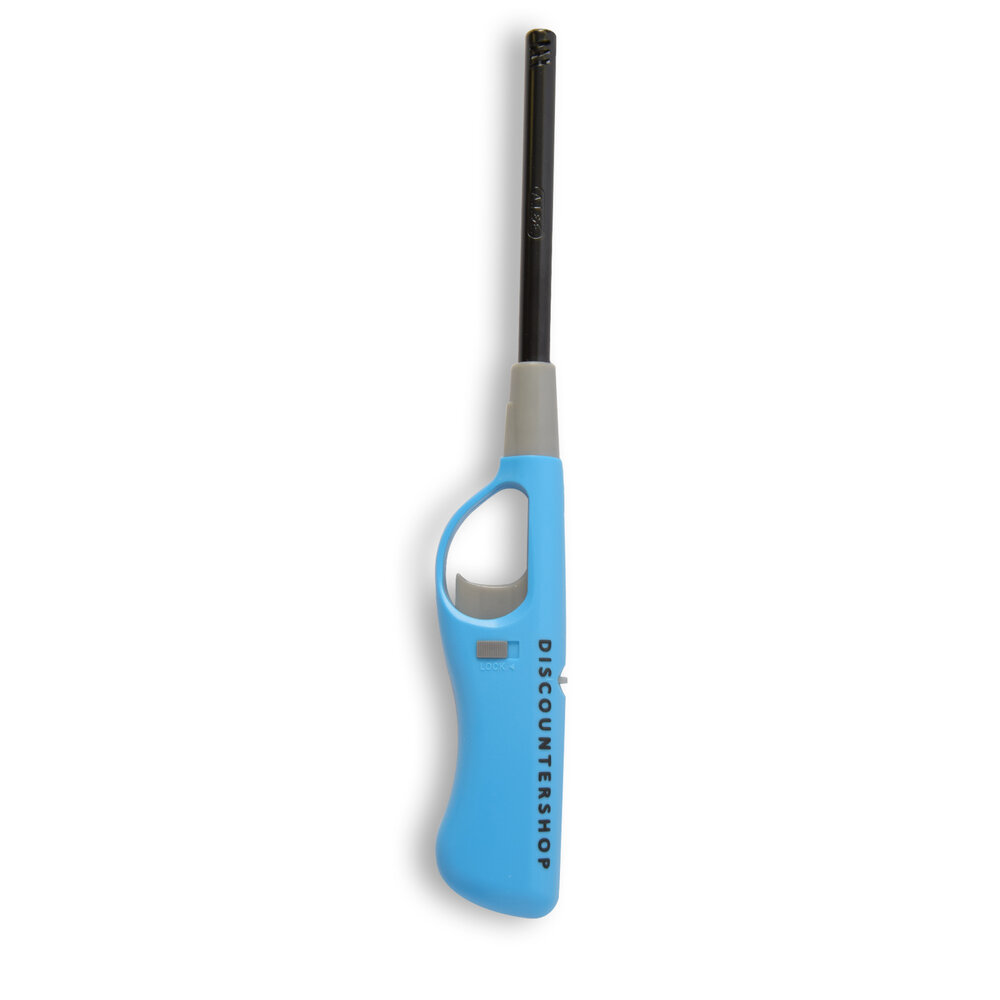 Discountershop Kitchen Lighter 26 cm with Child Lock - for BBQ, Candles, Kitchen and Camping - Refillable Gas Lighter - Blue
