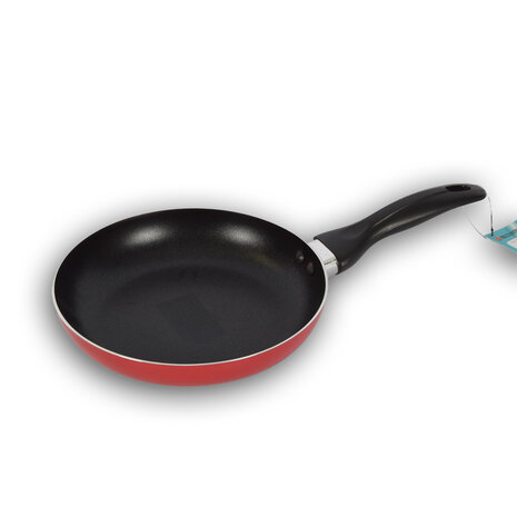 Discountershop Frying pan | frying pans | Aluminum | BLACK/RED | induction hob | Round | 1 liter | Wok pan | 270g | Frying pan for induction | 20xH4.5cm