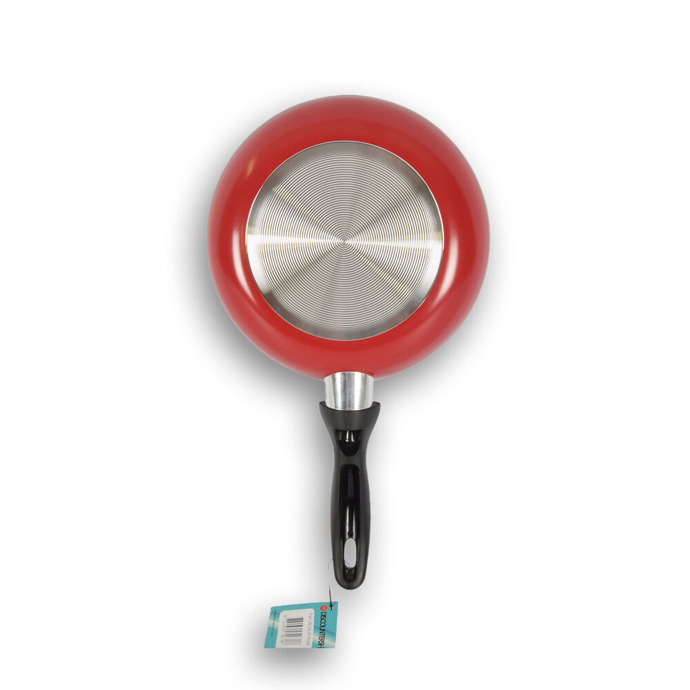 Discountershop Frying pan | frying pans | Aluminum | BLACK/RED | induction hob | Round | 1 liter | Wok pan | 270g | Frying pan for induction | 20xH4.5cm