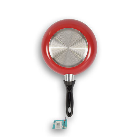 Discountershop Frying pan | frying pans | Aluminum | BLACK/RED | induction hob | Round | 1 liter | Wok pan | 270g | Frying pan for induction | 20xH4.5cm