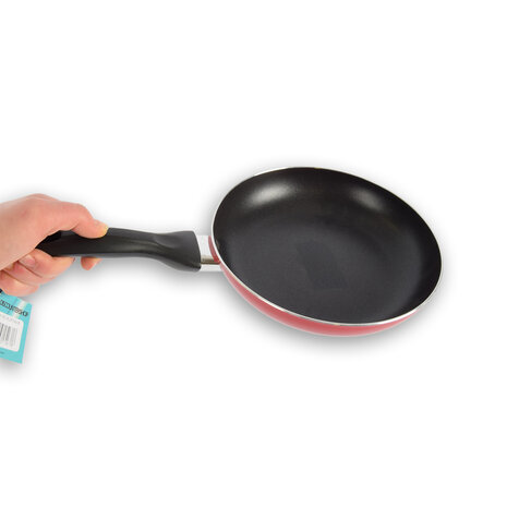 Discountershop Koekenpan | koekenpannen | Aluminium | ZWART/ROOD | inductie kookplaat | Rond | 1 liter | Wokpan | 270 g | Koekenpan voor inductie | 20xH4,5cm