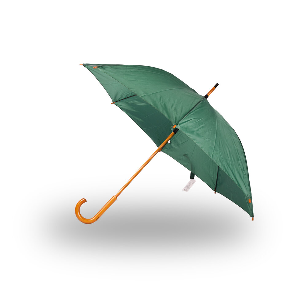 Discountershop Automatische Groene Paraplu 98 cm – Windproof Paraplu voor Volwassenen | Grote Stevige Regenparaplu met Houten Stok en Handvat