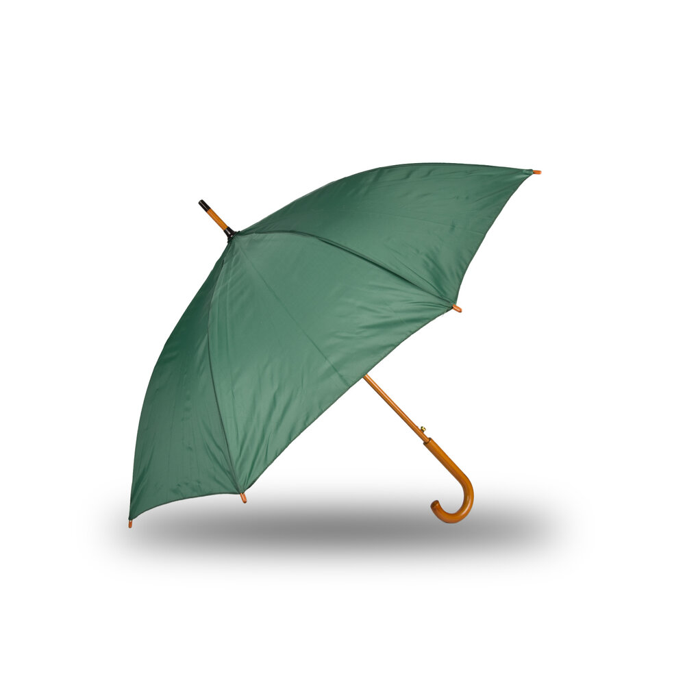 Discountershop Automatic Green Umbrella 98 cm – Windproof Umbrella for Adults | Durable Large Rain Umbrella with Wooden Shaft & Handle