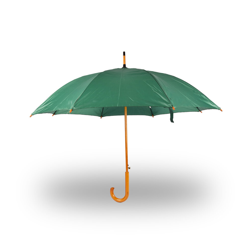 Discountershop Automatische Groene Paraplu 98 cm – Windproof Paraplu voor Volwassenen | Grote Stevige Regenparaplu met Houten Stok en Handvat
