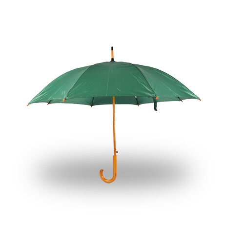 Discountershop Automatic Green Umbrella 98 cm – Windproof Umbrella for Adults | Durable Large Rain Umbrella with Wooden Shaft & Handle