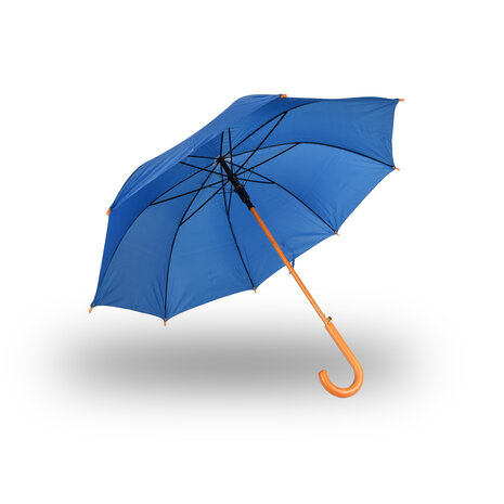 Discountershop Stylish Deep Blue Umbrella with Sturdy Wooden Handle | Windproof and Manual Opening | 98cm Diameter | Premium Wooden Umbrella