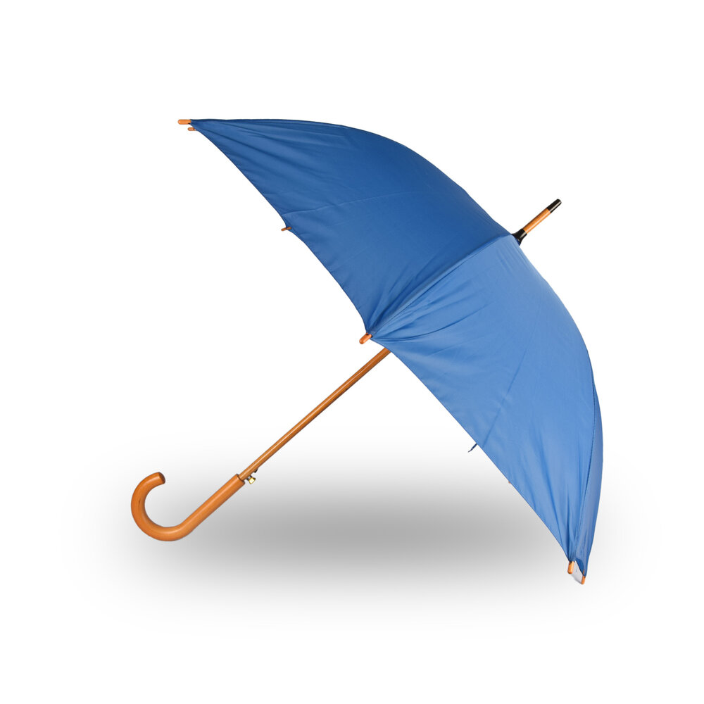 Discountershop Stylish Deep Blue Umbrella with Sturdy Wooden Handle | Windproof and Manual Opening | 98cm Diameter | Premium Wooden Umbrella
