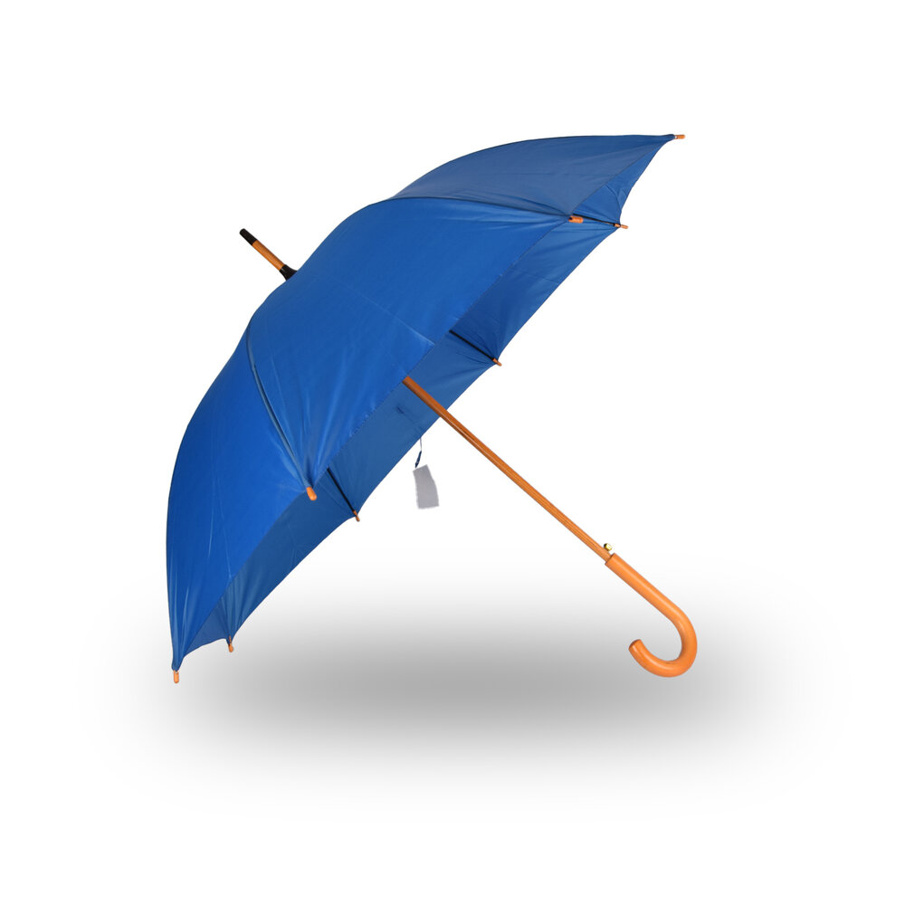 Discountershop Stylish Deep Blue Umbrella with Sturdy Wooden Handle | Windproof and Manual Opening | 98cm Diameter | Premium Wooden Umbrella