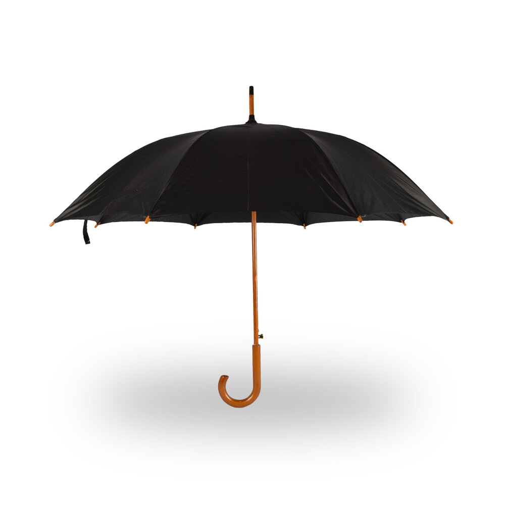 Discountershop Paraplu | Zwart | Stormparaplu | polyester | automatische paraplu | 395g | Stevige paraplu | Opvouwbare paraplu | Houten handvat | 89cm*98cm