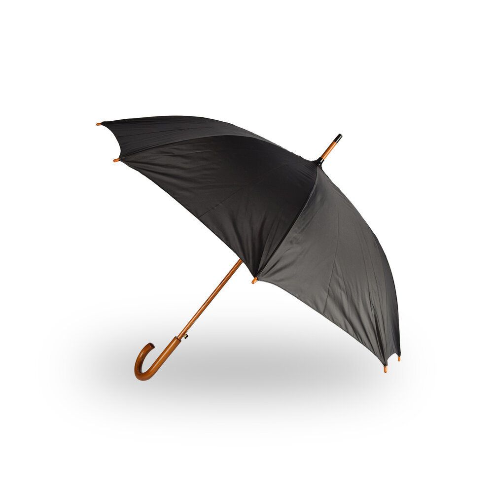 Discountershop Paraplu | Zwart | Stormparaplu | polyester | automatische paraplu | 395g | Stevige paraplu | Opvouwbare paraplu | Houten handvat | 89cm*98cm