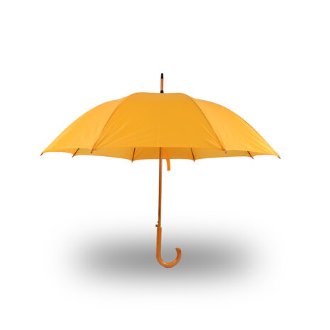 Discountershop Grote Paraplu 98 cm Geel – Windbestendige Automatische Paraplu met Houten Handvat en Haak voor Dames en Heren – Sterke Paraplu voor Regen & Outdoor
