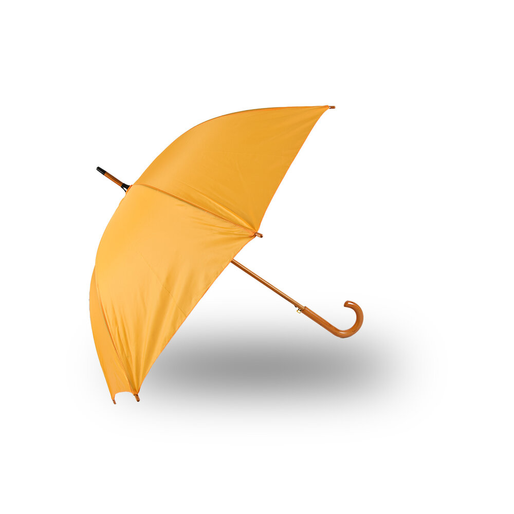 Discountershop Grote Paraplu 98 cm Geel – Windbestendige Automatische Paraplu met Houten Handvat en Haak voor Dames en Heren – Sterke Paraplu voor Regen & Outdoor