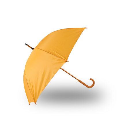 Discountershop Grote Paraplu 98 cm Geel – Windbestendige Automatische Paraplu met Houten Handvat en Haak voor Dames en Heren – Sterke Paraplu voor Regen & Outdoor