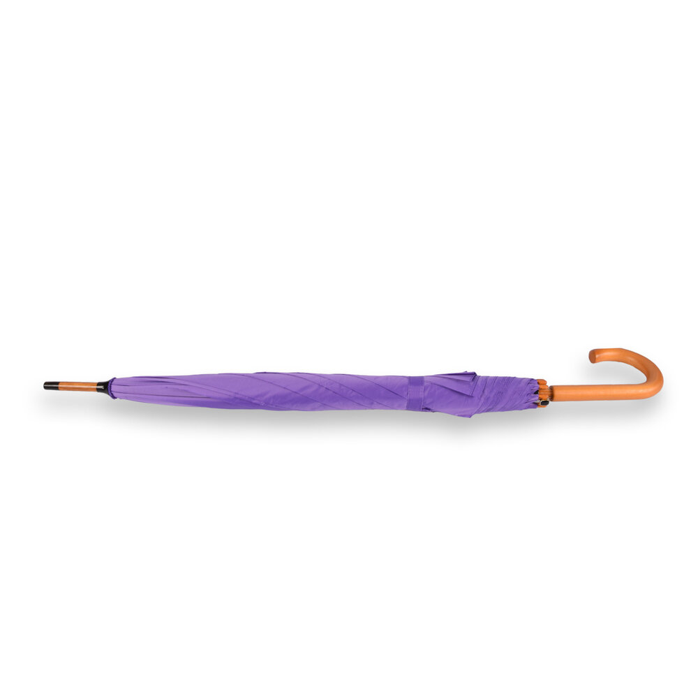 Discountershop Windproof Automatische Paraplu 98 cm – Opvouwbare Paraplu voor Volwassenen | Compact & Sterk | Luxe Houten Handvat | Paarse Reisparaplu