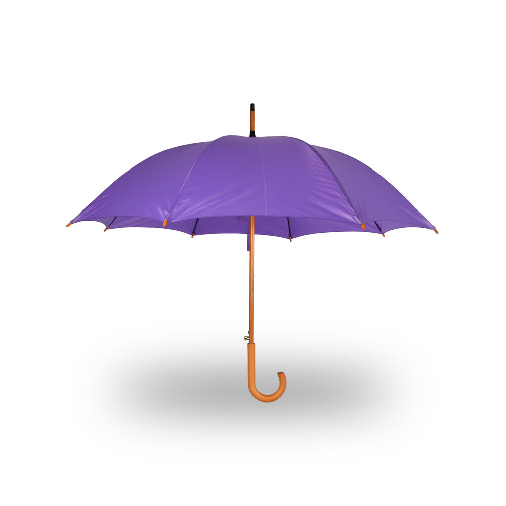 Discountershop Windproof Automatic Umbrella 98 cm – Folding Umbrella for Adults | Compact Travel Umbrella | Strong Frame with Wooden Handle | Purple