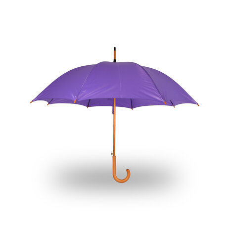 Discountershop Windproof Automatic Umbrella 98 cm – Folding Umbrella for Adults | Compact Travel Umbrella | Strong Frame with Wooden Handle | Purple