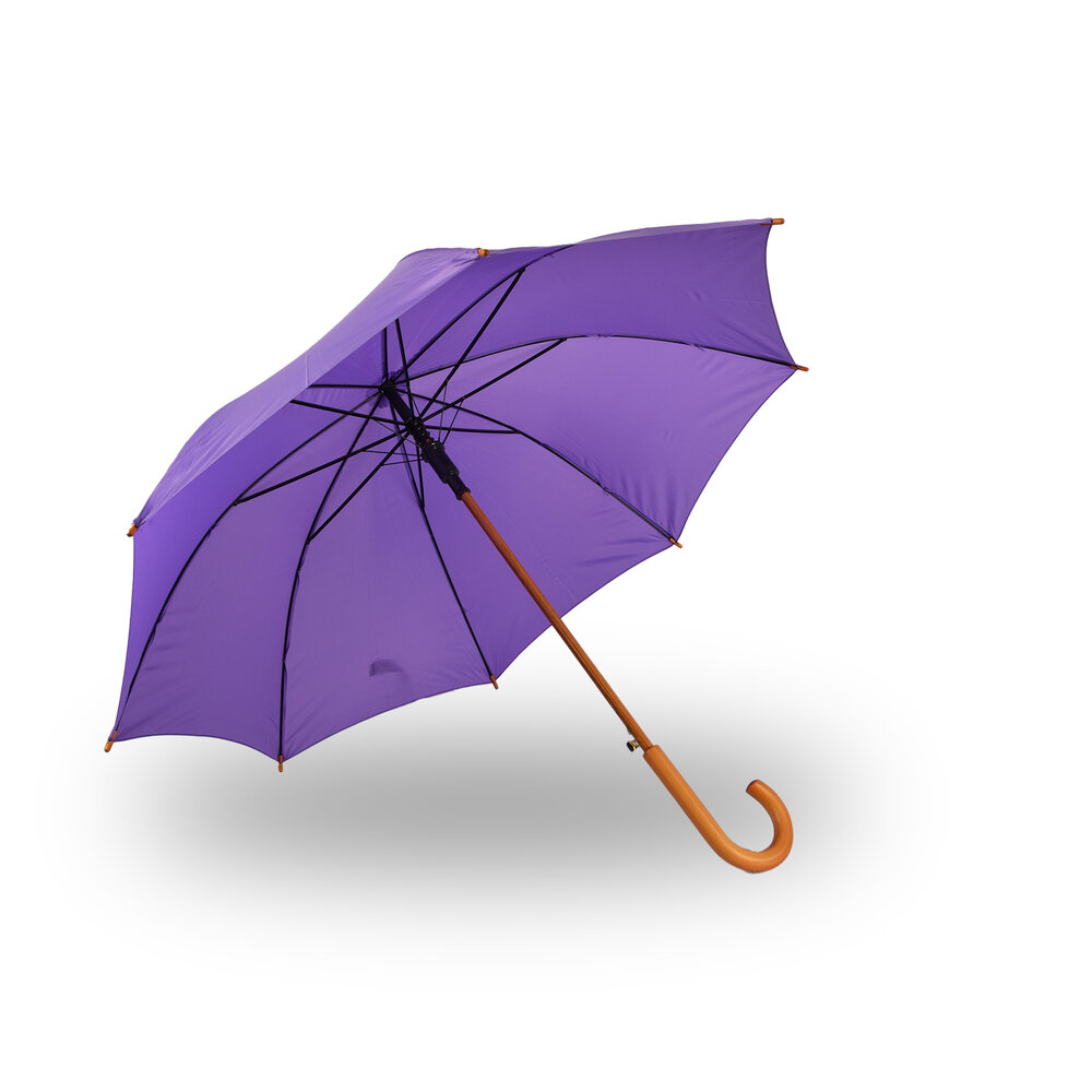 Discountershop Windproof Automatic Umbrella 98 cm – Folding Umbrella for Adults | Compact Travel Umbrella | Strong Frame with Wooden Handle | Purple