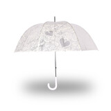 Discountershop Transparante Bruid Bruiloft Paraplu 98cm met Kant – Witte Franse Kant Trouwparaplu – Winddichte Koepelparaplu – Automatisch Openend