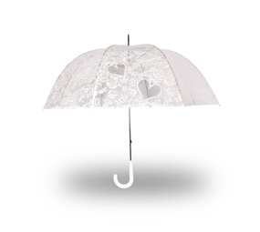 Discountershop Transparante Bruid Bruiloft Paraplu 98cm met Kant – Witte Franse Kant Trouwparaplu – Winddichte Koepelparaplu – Automatisch Openend