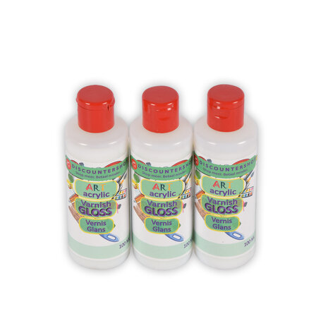 Discountershop 3 stuks | Varnish | 100 ml | Acrylvernis | hobbywinkel | 300 g | Glanzende vernis | transparent | 11.5cm*3.5cm Discountershop 3 stuks | Varnish | 100 ml | Acrylvernis | hobbywinkel | 300 g | Glanzende vernis | transparent | 11.5cm*3.5cm