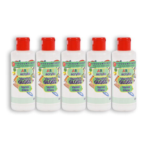 Discountershop 5 pieces | Varnis | 100ml | Acrylic varnish | hobby shop | 504g | Glossy varnish | transparent | 11.5cm*3.5cm Discountershop 5 pieces | Varnis | 100ml | Acrylic varnish | hobby shop | 504g | Glossy varnish | transparent | 11.5cm*3.5cm