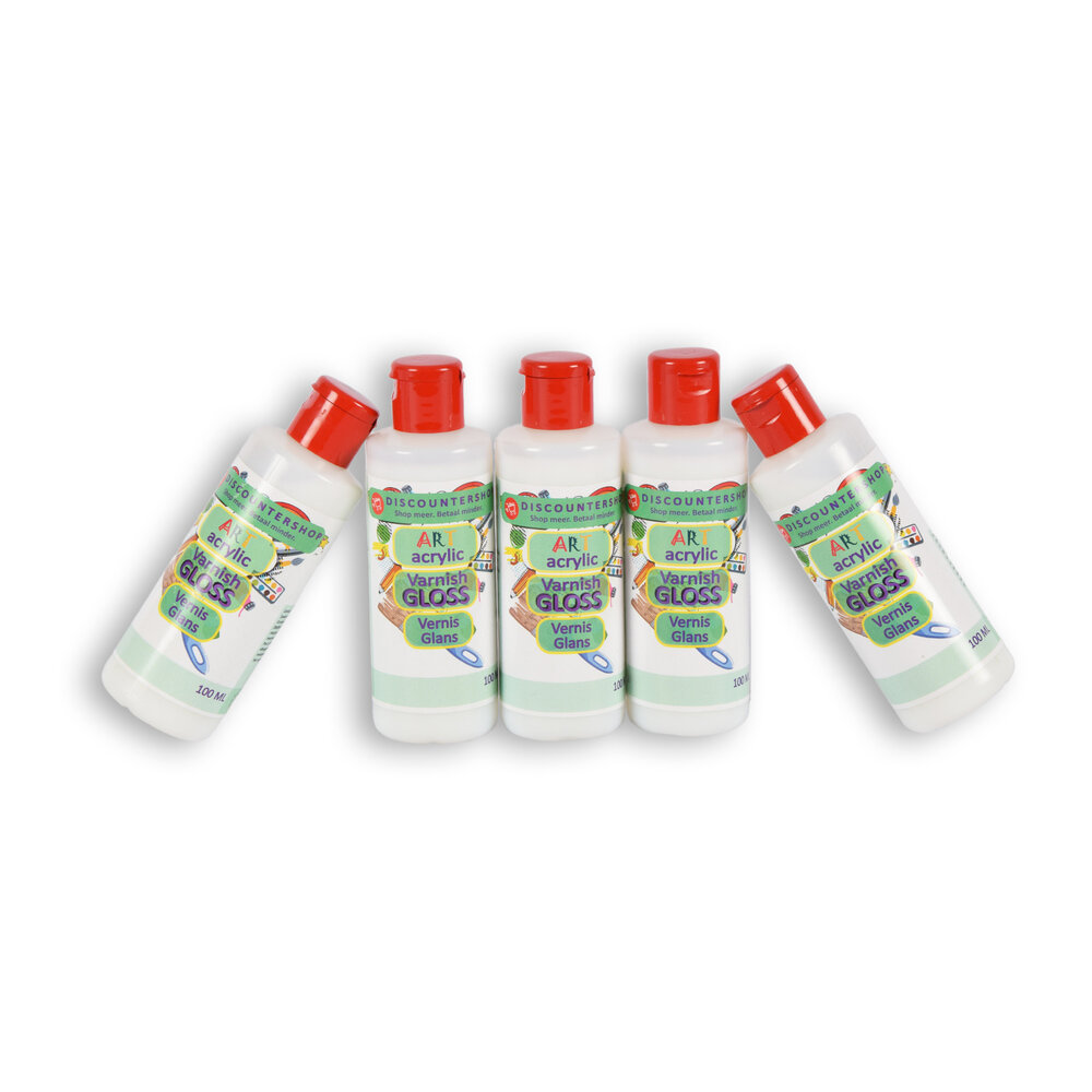 Discountershop 5 pieces | Varnis | 100ml | Acrylic varnish | hobby shop | 504g | Glossy varnish | transparent | 11.5cm*3.5cm Discountershop 5 pieces | Varnis | 100ml | Acrylic varnish | hobby shop | 504g | Glossy varnish | transparent | 11.5cm*3.5cm