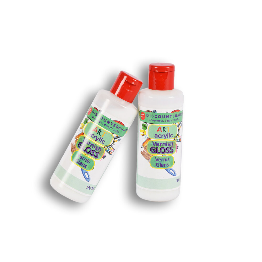 Discountershop 2 pieces | Varnis | 100ml | Acrylic varnish | hobby shop | 196 g | Glossy varnish | transparent | 11.5cm*3.5cm Discountershop 2 pieces | Varnis | 100ml | Acrylic varnish | hobby shop | 196 g | Glossy varnish | transparent | 11.5cm*3.5cm