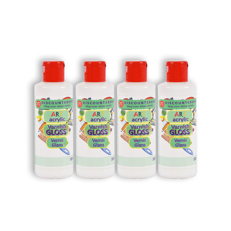 Discountershop 4 pieces | Varnis | 100ml | Acrylic varnish | hobby shop | 394g | Glossy varnish | transparent | 11.5cm*3.5cm