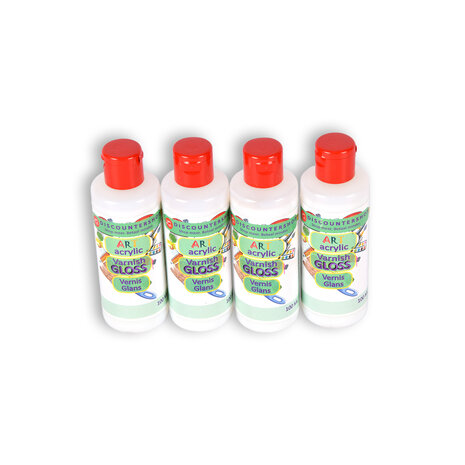 Discountershop 4 stuks | Varnish | 100 ml | Acrylvernis | hobbywinkel | 394g | Glanzende vernis | transparent | 11.5cm*3.5cm