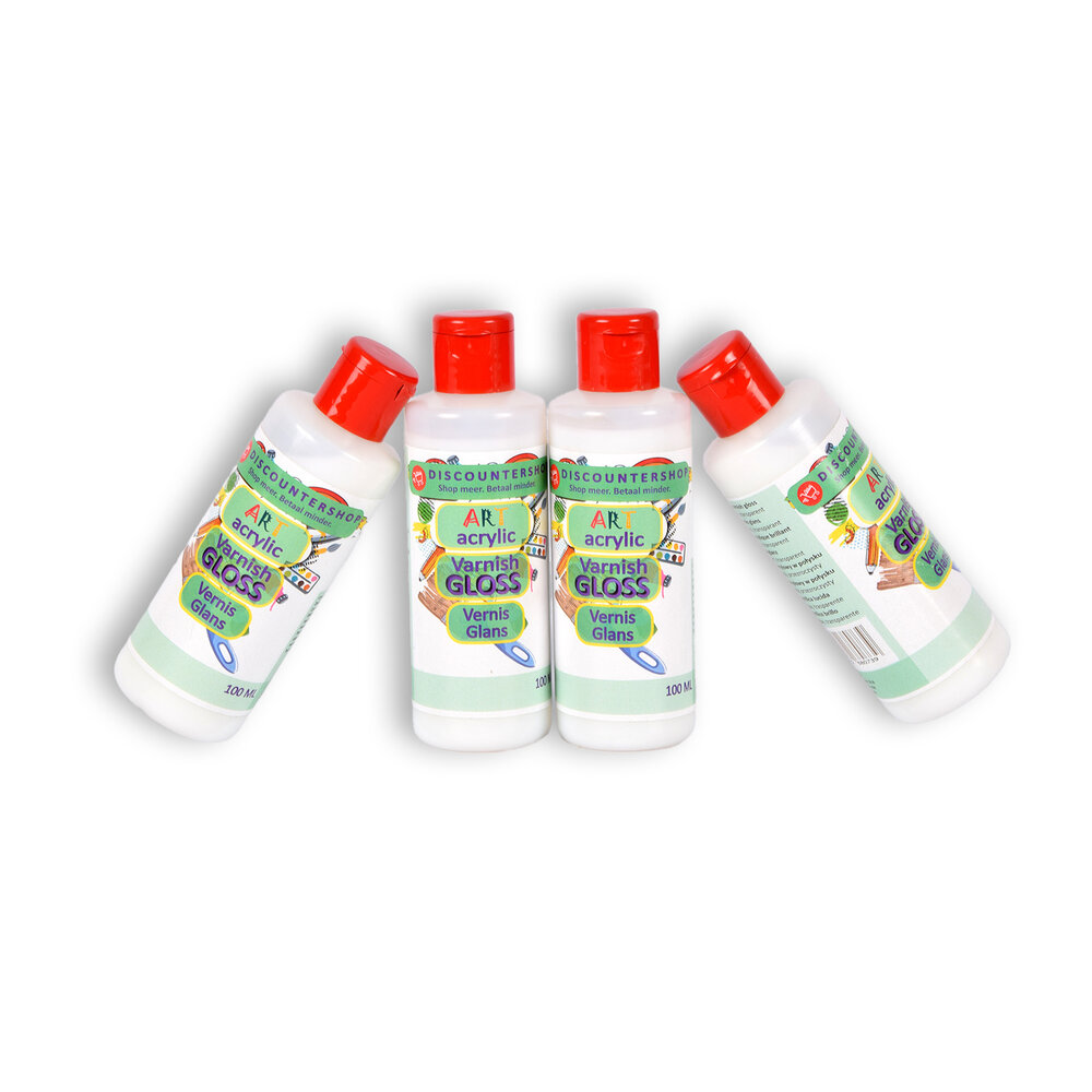Discountershop 4 pieces | Varnis | 100ml | Acrylic varnish | hobby shop | 394g | Glossy varnish | transparent | 11.5cm*3.5cm