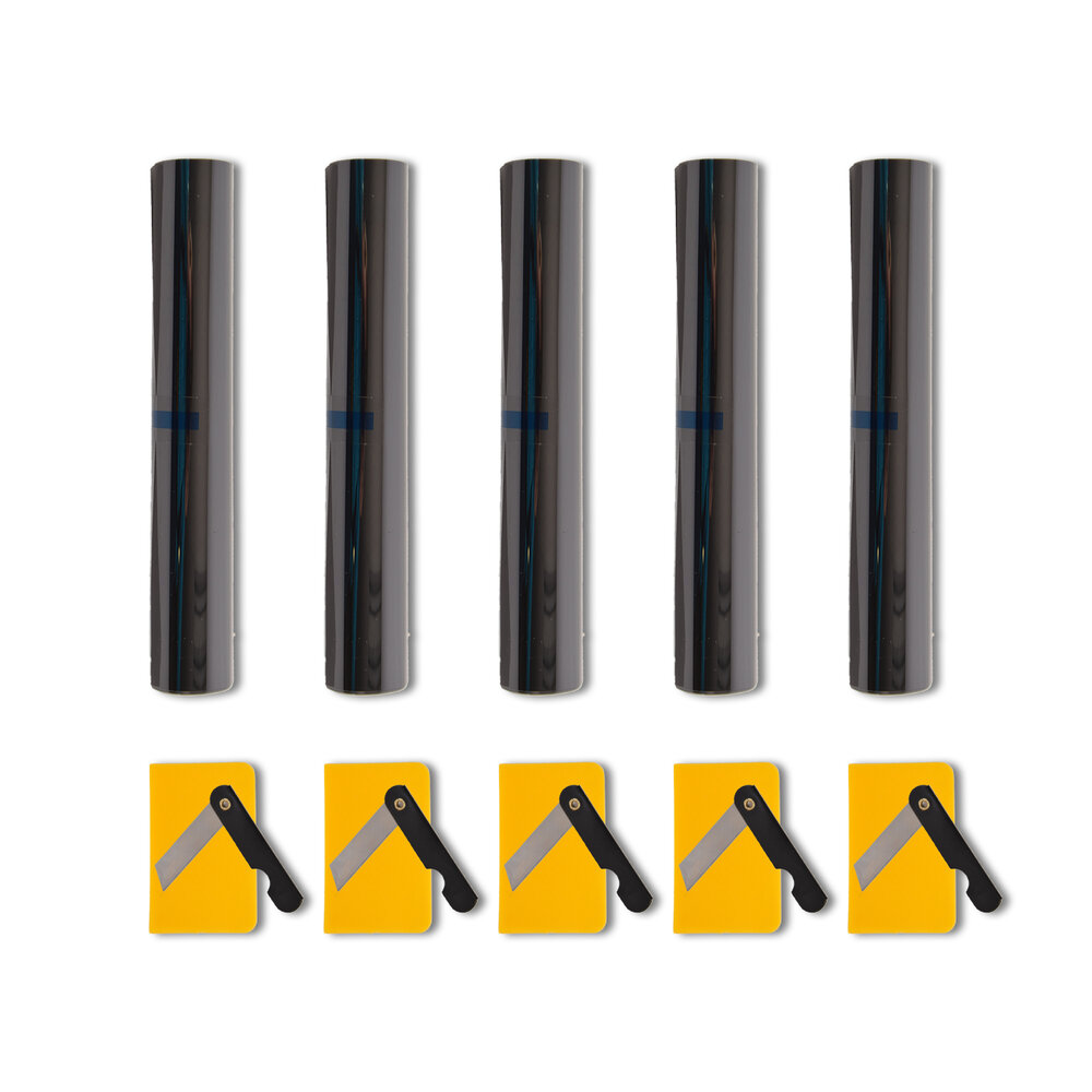 Merkloos 5stuks | Raamfolie | kunststof | Zonwerende folie | Zwart | 286g | Autoruit folie | 150cm*20cm