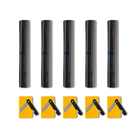 Merkloos 5stuks | Raamfolie | kunststof | Zonwerende folie | Zwart | 286g | Autoruit folie | 150cm*20cm